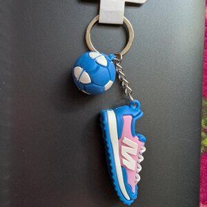 New Blue Soccer Ball Sneaker Bag Charm Keychain